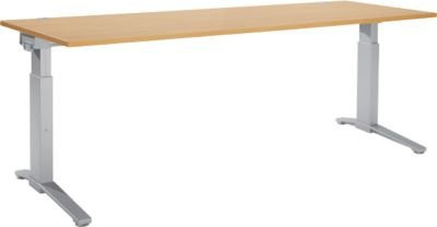 Schäfer Shop Genius ERGOSTYLE S Schreibtisch manuell höhenverstellbar Rechteck C-Fuß Buche/weißaluminium B: 200 cm, T: 80 cm, H: 67,5-89,5 cm - Bild 1