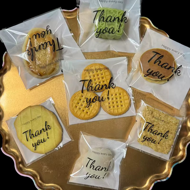 100 Stück transparente OPP-Beutel mit Dankeschönmuster als kleine selbstdichtende Geschenktüten für deine Partydekoration - Bild 3