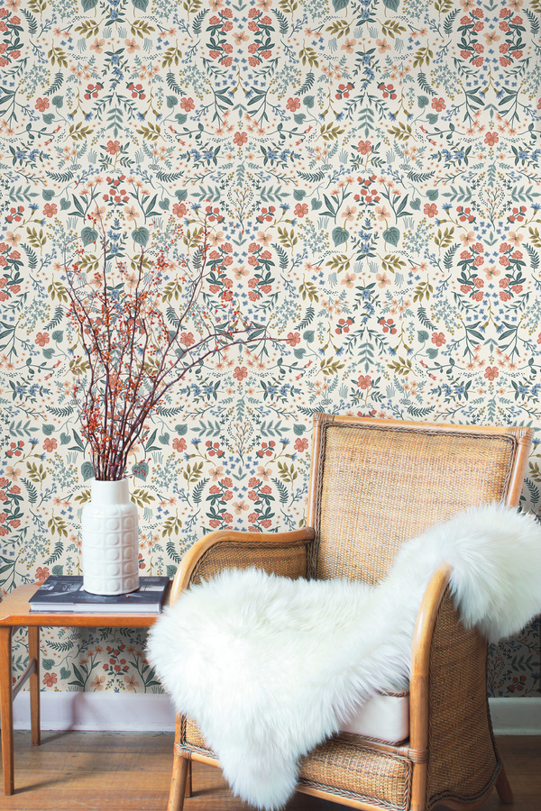 Rifle Paper Co. Tapete Wildwood RI5157 Floral Botanical Nature Multicolour Gold Non-Woven - Bild 1