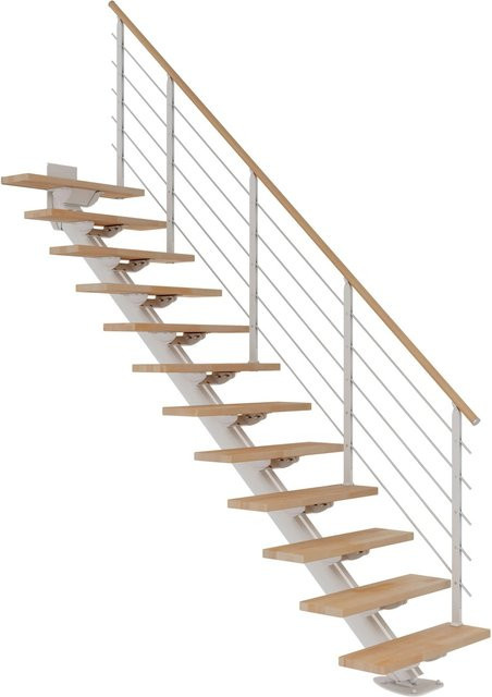 Dolle Mittelholmtreppe Sydney mit 11 Stufen aus Buche und weißen Metallteilen - Bild 1