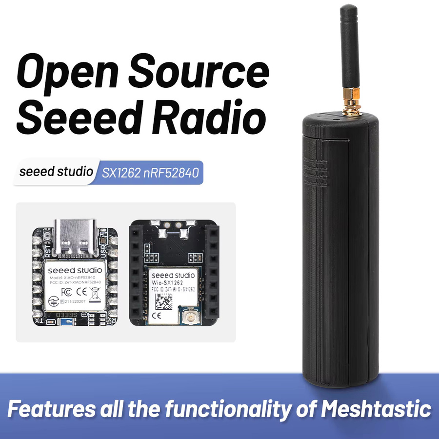 SR1 Meshtastic Device Lora Node Radio Repeater mit Seeed Studio XIAO SX1262 NRF52840 Modul, Schwarz, 2600 mAh - Bild 2