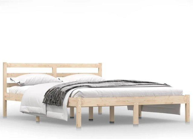 vidaXL Massivholzbett aus Kiefer in Braun, B/T/H: 140 x 190 x 69,5 cm - Bild 1
