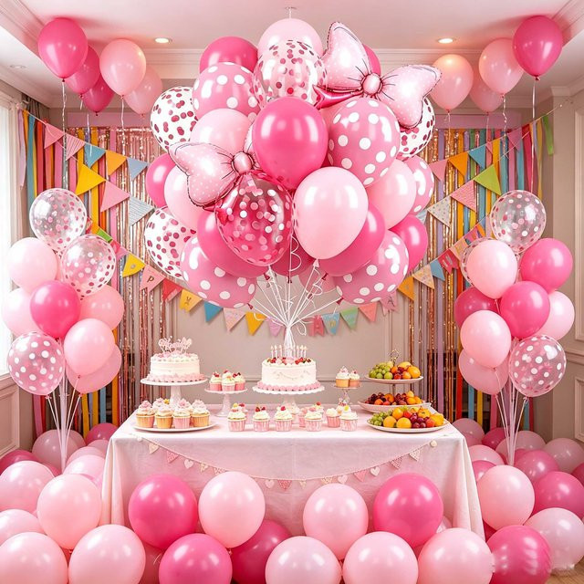 30 Stück rosa Schleifenballons von BALONAQ für Kindergeburtstage und Babypartys - Bild 1