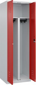 C+P PSA Doppel-Spind Classic PLUS mit 2 Abteilen, Lichtgrau und Verkehrsrot, B/T/H: 60 x 50 x 185 cm, mit Zylinderschloss - Bild 1