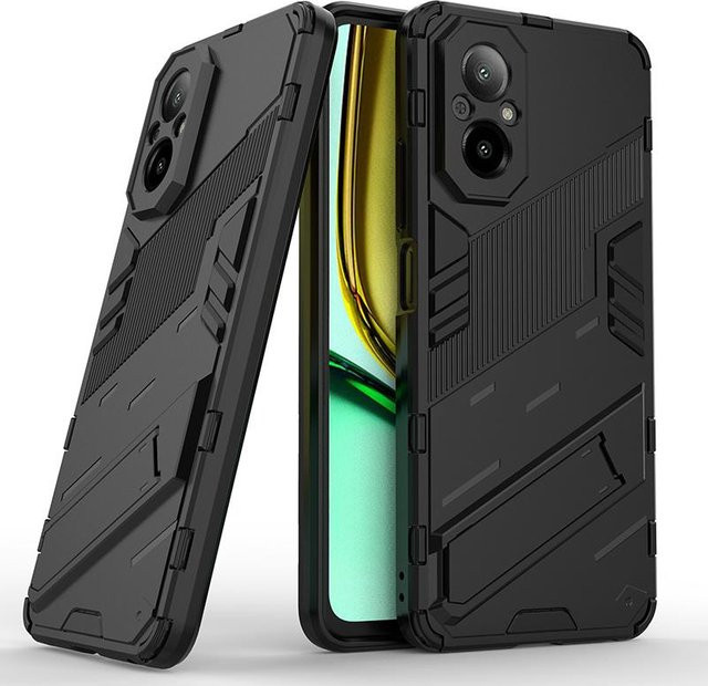 Magnetische Panzer-Schutzhülle mit Ständer für Oppo und Realme Modelle in Schwarz - Bild 1