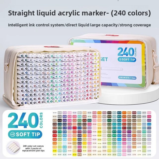 LANGUO Acrylmarker Set mit 9 Farben und weichem Pinsel für Graffiti, Schule und Kunstbedarf, Mehrfarbig - Bild 1