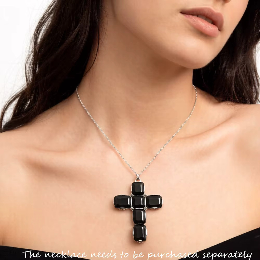 Thaddaeus Kreuz-Anhänger, 925 Silber, Zirkonia, Schwarz, Damen - Bild 3