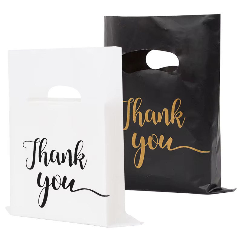 ZQNYCY Geschenkbeutel aus Kunststoff in Schwarz für Hochzeiten, Geburtstage und Partys, 50 Stück - Bild 3