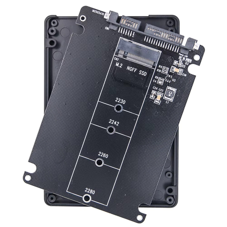 ALLOYSEED M.2 NGFF SSD zu SATA 3.0 6Gbps Adapterkarte und externe Festplattenbox in Schwarz - Bild 3