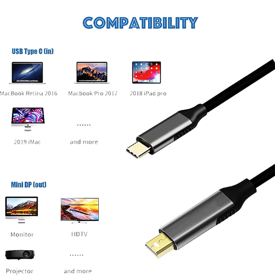 NUOLIANXIN 8K USB-C auf Mini DisplayPort Kabeladapter für MacBook Air Pro mit Thunderbolt Unterstützung - Bild 2