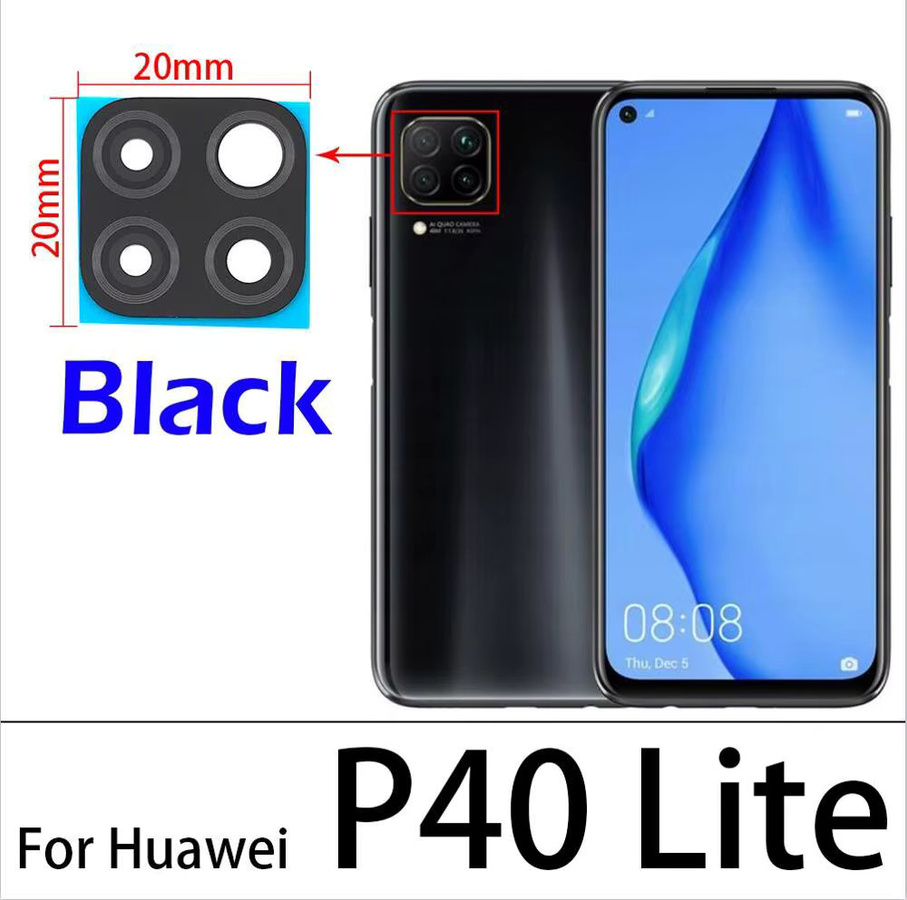 Ersatz Kameraobjektiv Glas mit Kleber für Huawei P50 P60 P20 P30 Lite P40 Pro P40 Lite 5G P40 Lite E in Schwarz - Bild 3