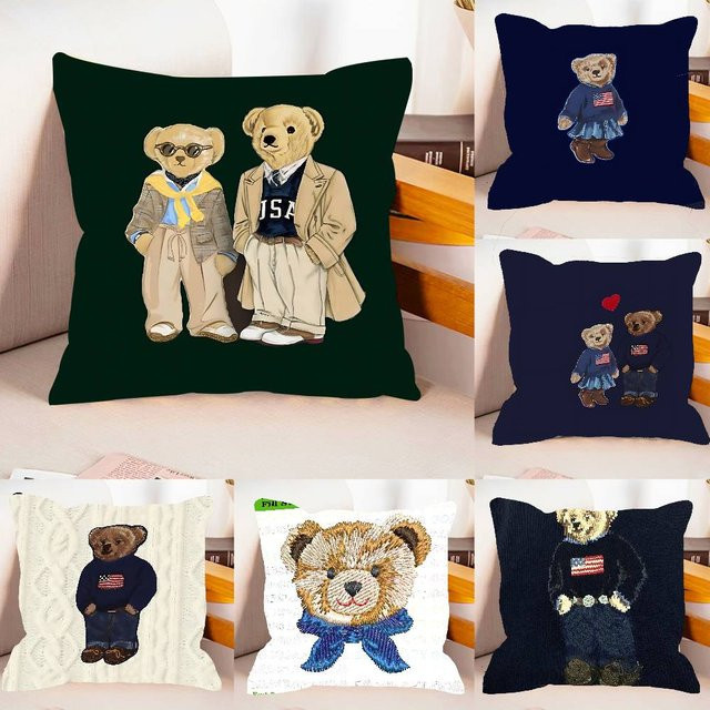 Fashion Bear Kissenbezug aus weichem Plüschstoff mit doppelseitigem Print, quadratisch, Multicolour, B/B/H: 40 x 40 x 40 cm - Bild 1