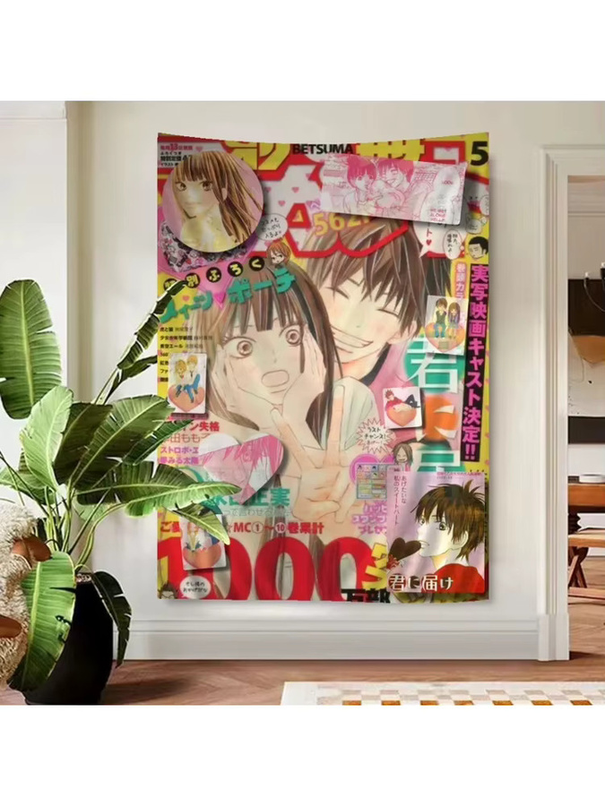 VIKAMA Shoujo Anime Collage Wandteppich, mehrfarbige Textil-Wanddekoration mit Illustrationen für dein Zuhause oder Studio - Bild 2