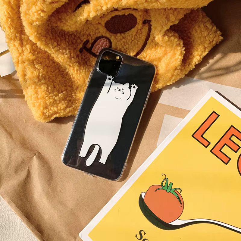 Stoßfeste iPhone Schutzhülle mit niedlichem Cartoon-Katzen-Design von MUQGEW in Transparent - Bild 2