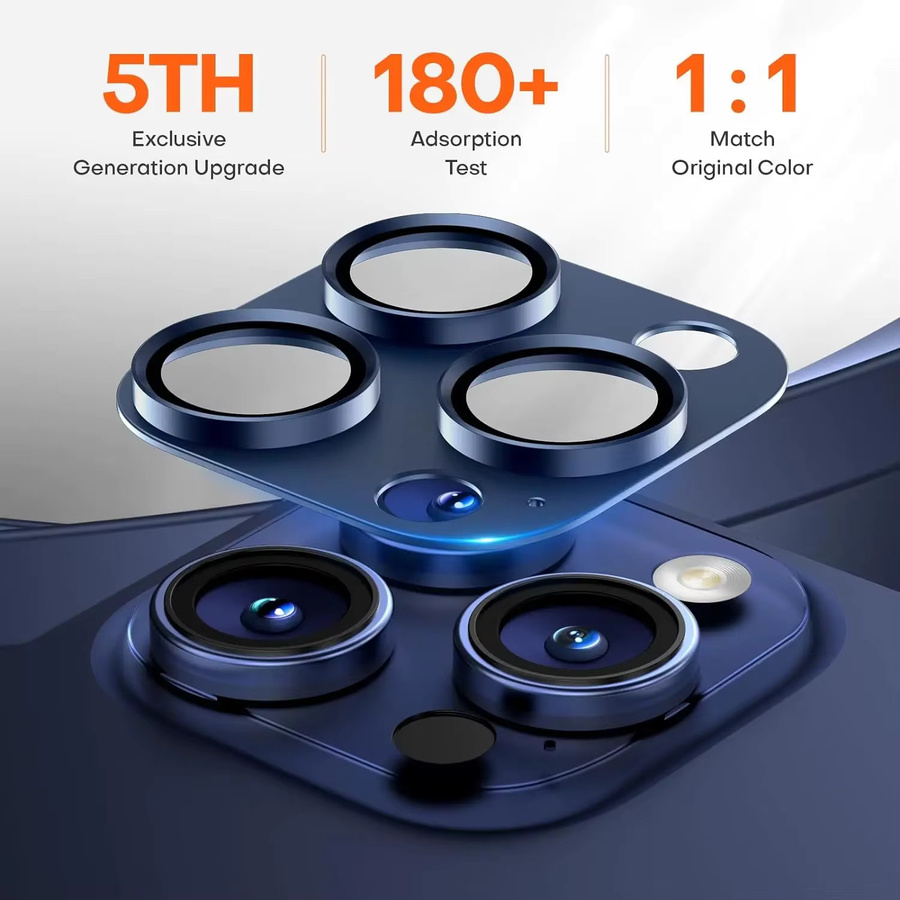 Kameraobjektivschutz aus gehärtetem Glas für iPhone 15 16 Pro Max 14 Plus 13 Mini 15 Pro 14 Pro 13 Pro in Blau Titan - Bild 4