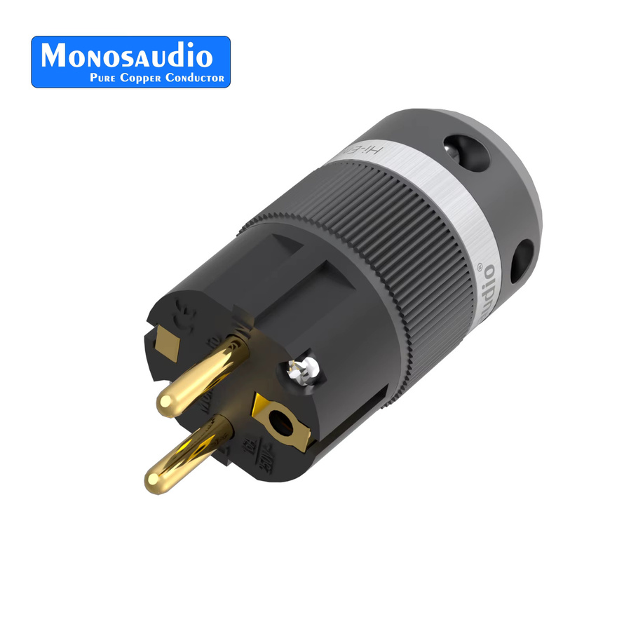 Monosaudio E100GF100G Hifi Schuko Netzstecker aus reinem Kupfer in Schwarz, IEC320 C13 Audio-Stromanschluss - Bild 3