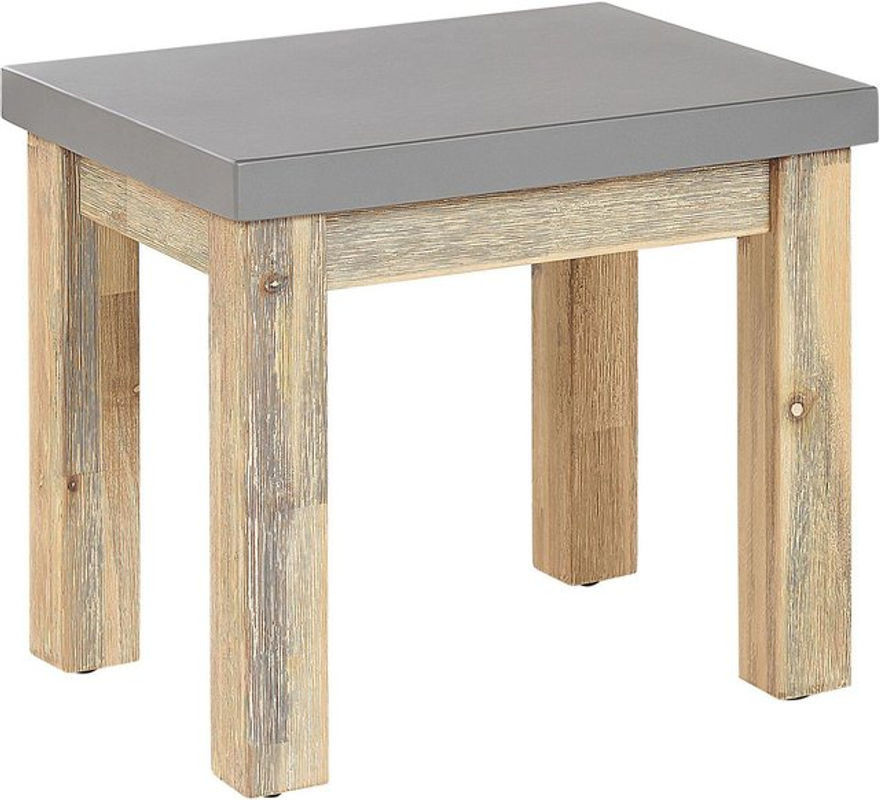 Beliani Hocker aus Faserzement und Akazienholz in Grau und hellem Holzfarbton für Indoor und Outdoor - Bild 1