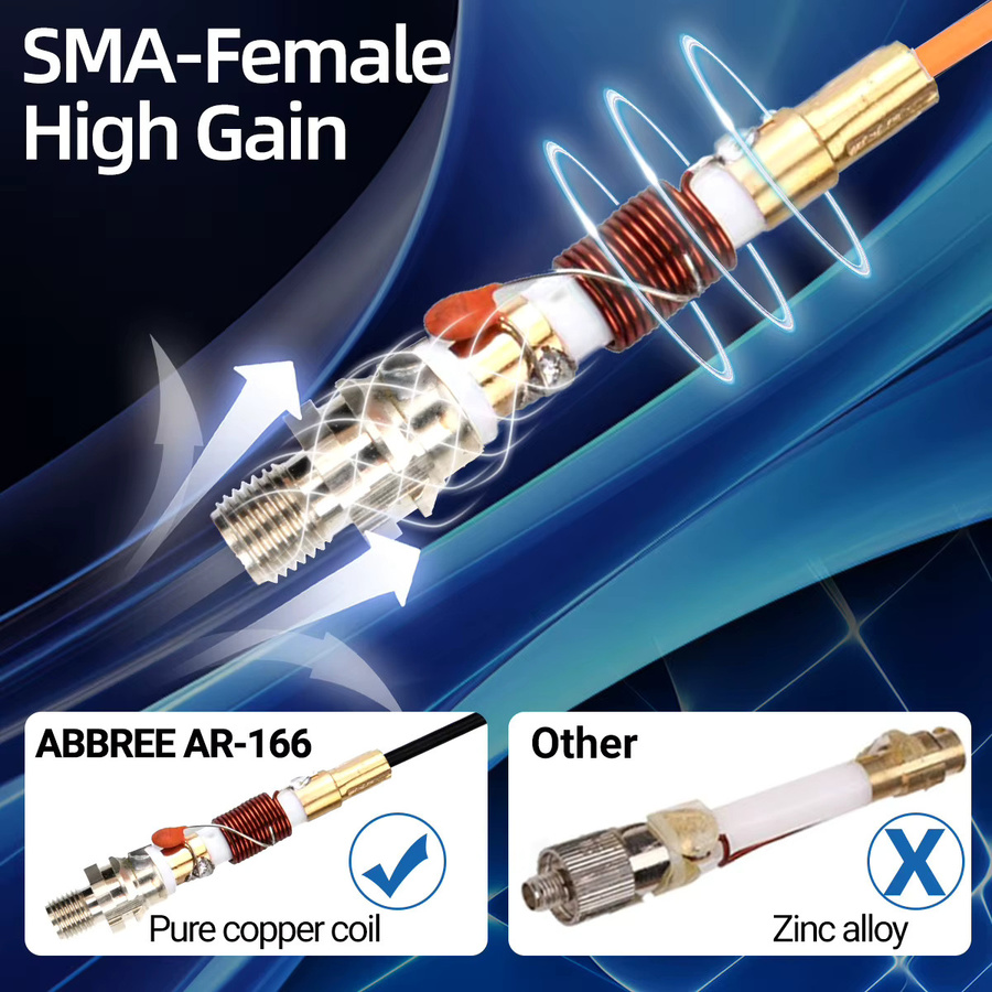 ABBREE AR-166 Schwanenhals Walkie Talkie Antenne mit SMA-Buchse, Dual Band UHF/VHF High Gain für BAOFENG UV-5R Mini UV-21PRO Ham Radio, Schwarz - Bild 3