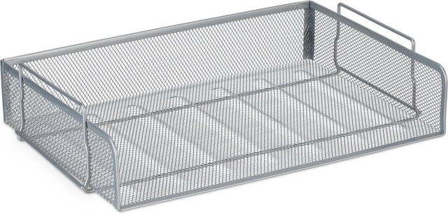 Relaxdays Dokumentenablage aus Stahl in Silber, stapelbar für A4, B: 36 cm, T: 25 cm, H: 8,5 cm - Bild 1