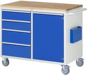Rau Montagewagen LL5.20 in Grau und Blau mit 4 Schubladen, 1 Tür und 25 mm Arbeitsplatte, B/T/H: 114,5 x 65,0 x 97,5 cm - Bild 1