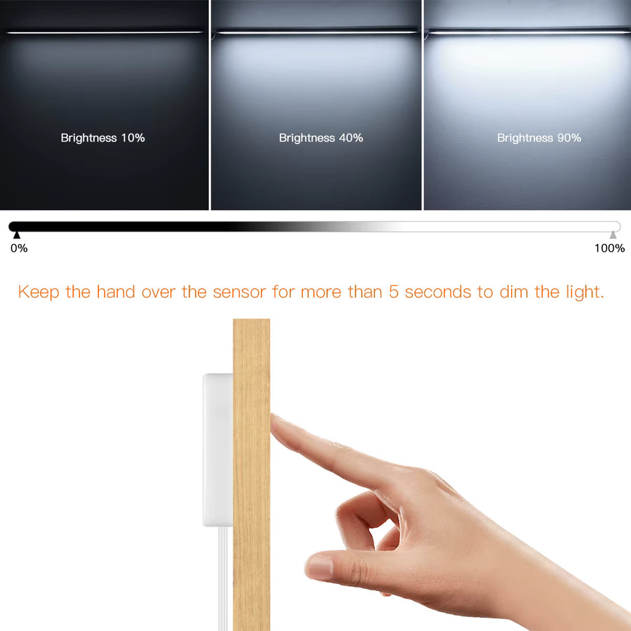 Lcamaw LED Unterbauleuchte mit Motion Sensor und Touch-Schalter, dimmbar, Holz-Design für Küche und Badezimmer - Bild 2