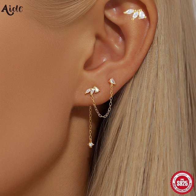 AIDE Ohrringe 925 Silber, Zirkonia, Damen, Goldfarbe - Bild 1