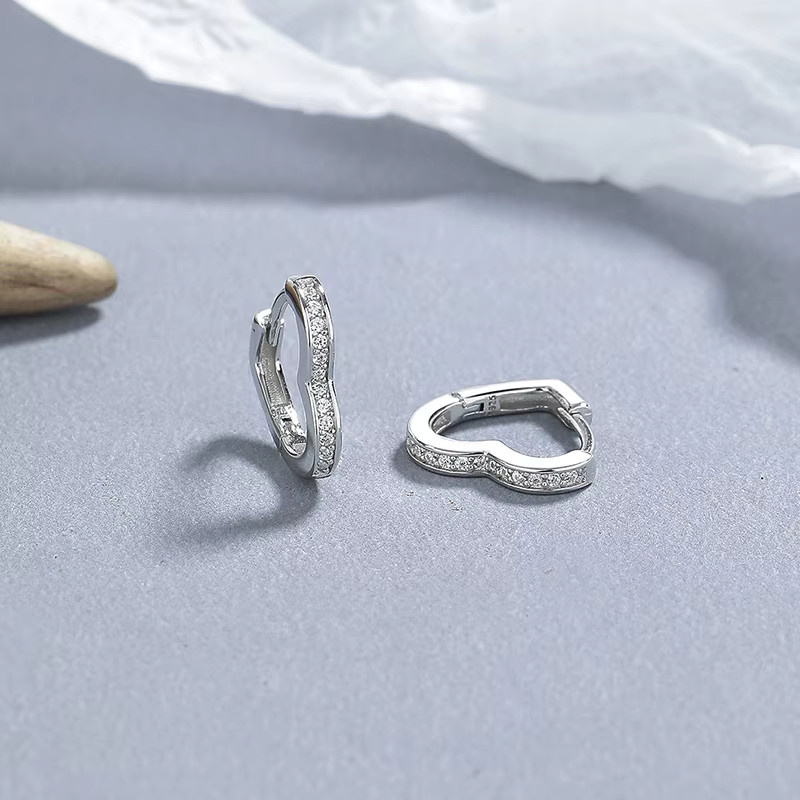 SAY Ohrringe, 925 Sterlingsilber, Moissanit-Herz, Damen - Bild 2