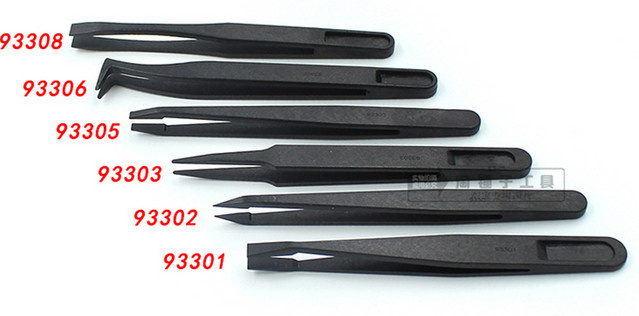 Eelhoe Antistatische Kunststoffpinzette in Schwarz, Hitzebeständiges Reparaturwerkzeug, B/T/H: 12 x 1,1 x 1,4 cm - Bild 1