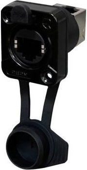 Rean AV RJ45 Feedthrough Ethernet LAN Buchse, 90 Grad UP, IP65 Airtight, Einbau, Schwarz, 100 Stück - Bild 1