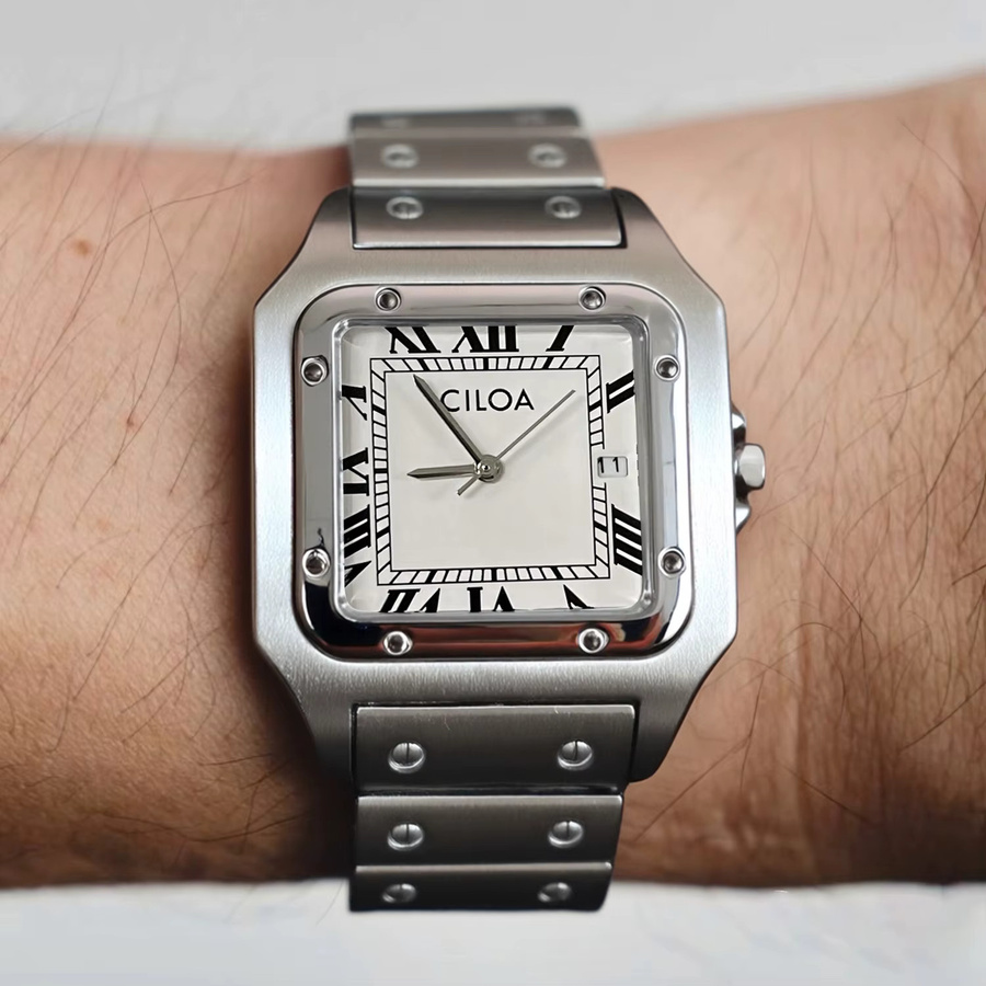 CILOA Armbanduhr, Edelstahl, Silber, Eckig, Quarz, Herren - Bild 2
