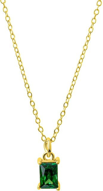 Celesta Anhänger mit Kette, 925 Silber vergoldet, Zirkonia grün, Unisex - Bild 1