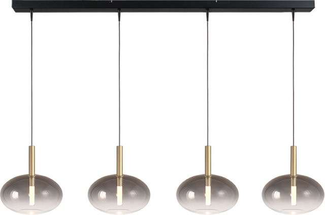 Masterlight Lido LED-Pendelleuchte 4-flammig in Gold mit ovalem Glas in Rauchgrau - Bild 1