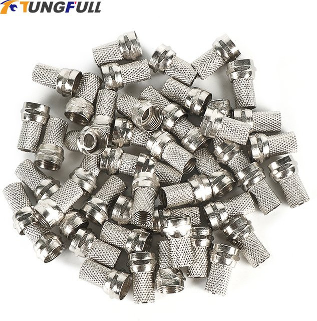 TUNGFULL Twist On RG6 F Typ Koaxialkabel-Stecker aus Messing und verzinktem Kupfer in Gold oder Silber - Bild 1