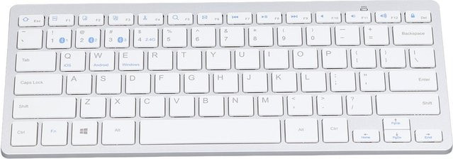 Igeteck Bluetooth-Tastatur für iOS, ultradünn und tragbar, 78 Tasten mit Scissor-Schaltmechanismus, Weiß - Bild 1