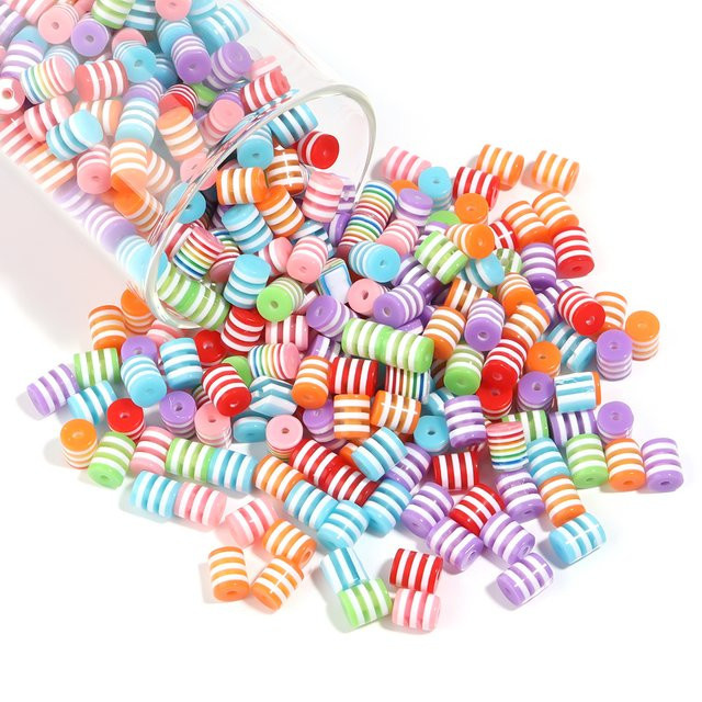 Louleur Harz Fass Perlen, Regenbogen, 8mm, für Schmuck machen - Bild 1