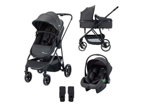 BEBECONFORT 3-in-1 Kinderwagen Brume Trio mit Babywanne, Sportsitz und Autokindersitz inklusive Regenschutz und Federung