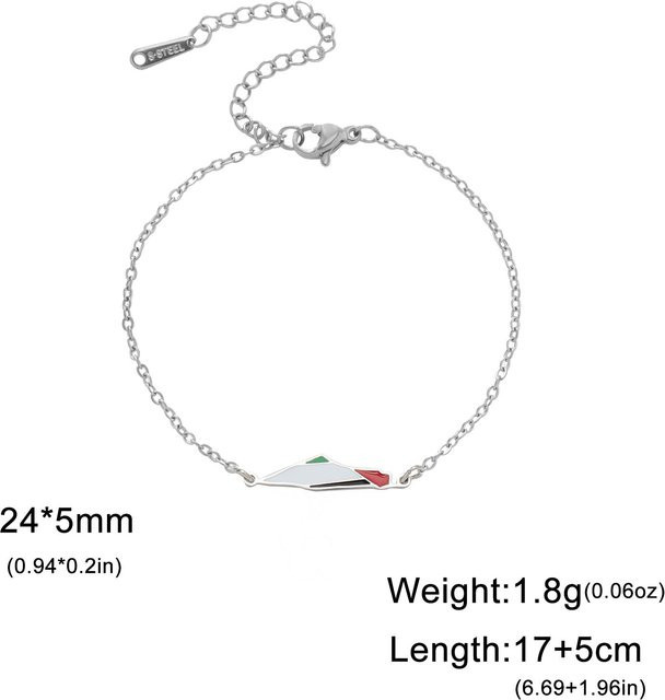 YULIN Armband, Palästina Flagge, geflochtenes Seil, Natursteinperlen, Edelstahl, Unisex - Bild 1