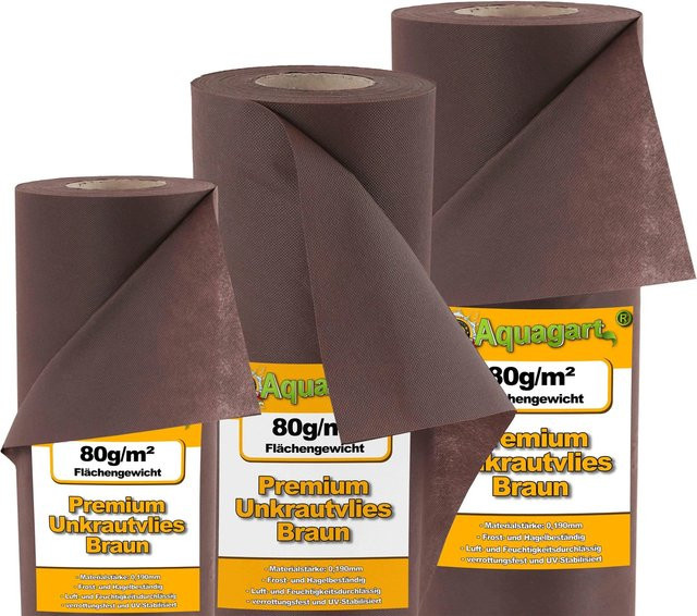 Aquagart Gartenvlies Unkrautvlies Mulchvlies Braun 27m² 80g Breite: 1,8 m - Bild 2