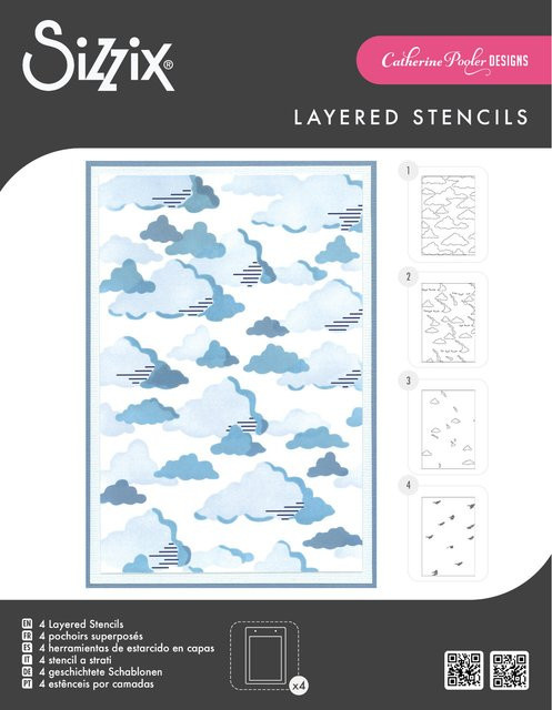 Sizzix Layered Stencils in the Clouds, 4 Stück, Clear - Bild 1