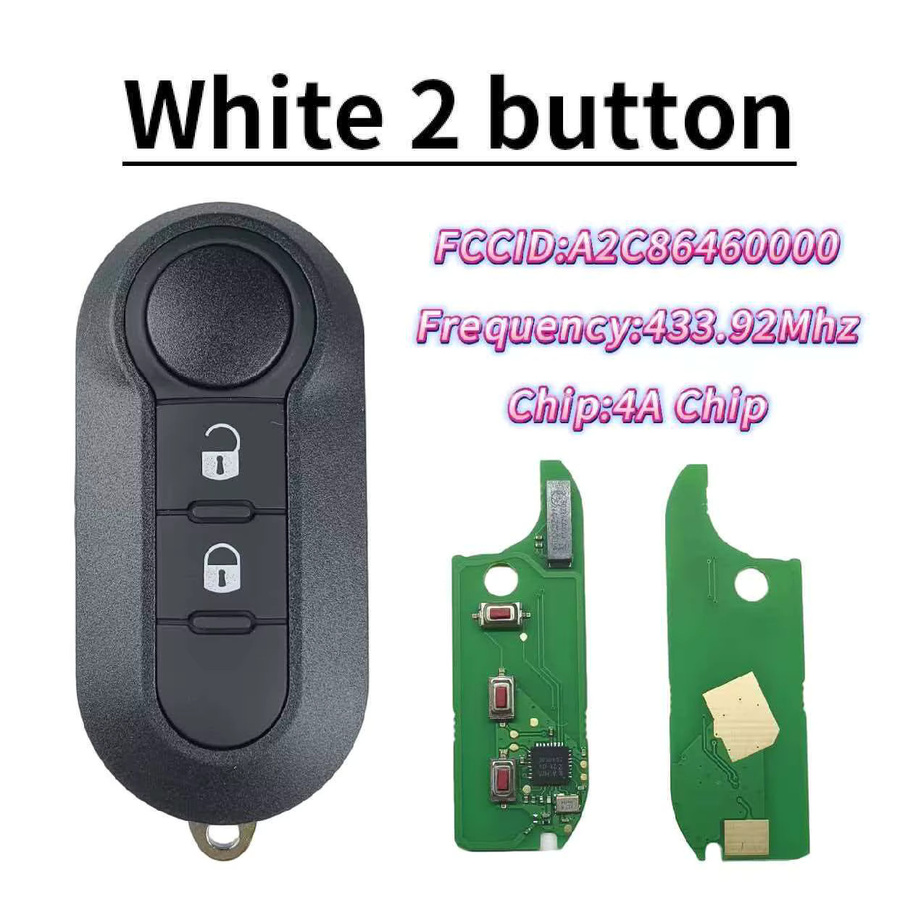 JXKEYS 4A Chip 433,92 MHz FSK Auto Fernbedienung Ersatzschlüssel und PCB Board für Fiat Mobi, Strada, Uno, Fiorino in Schwarz oder Weiß - Bild 3