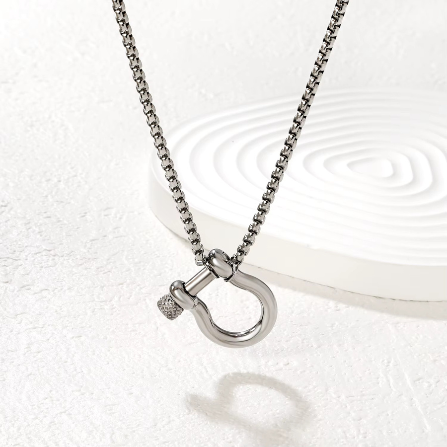 LUXUSTEEL Halskette, Hufeisen-Verschluss, Silber, Damen - Bild 1
