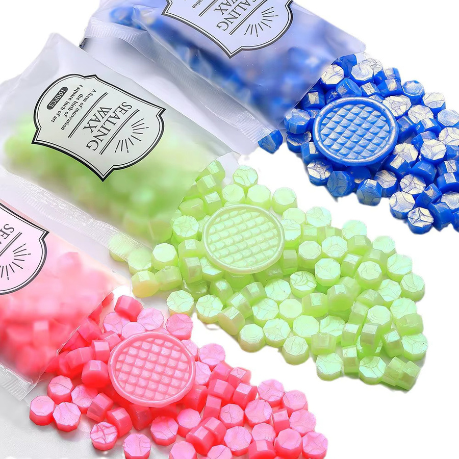 100 Stück Octagon Aurora Wachspartikel für Siegelwachs zum DIY Scrapbooking und zur Dekoration von Hochzeitseinladungskarten - Bild 2