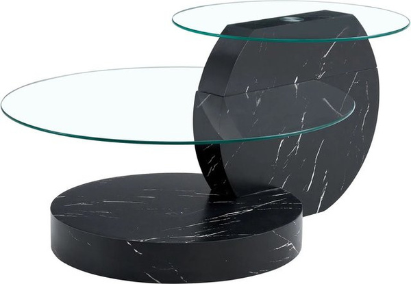 okwish Couchtisch mit Glas und zwei Ebenen in Schwarz und Transparent für dein Wohnzimmer B/T/H: 90 x 70 x 44 cm
