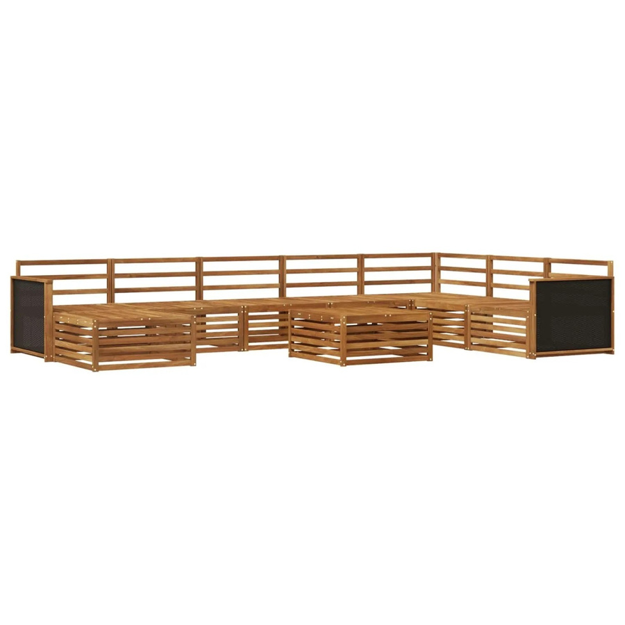 vidaXL Outdoor-Sofagarnitur aus Akazie Massivholz in U-Form, 9-teiliges Set in Braun mit Polsterkissen und Tisch - Bild 2