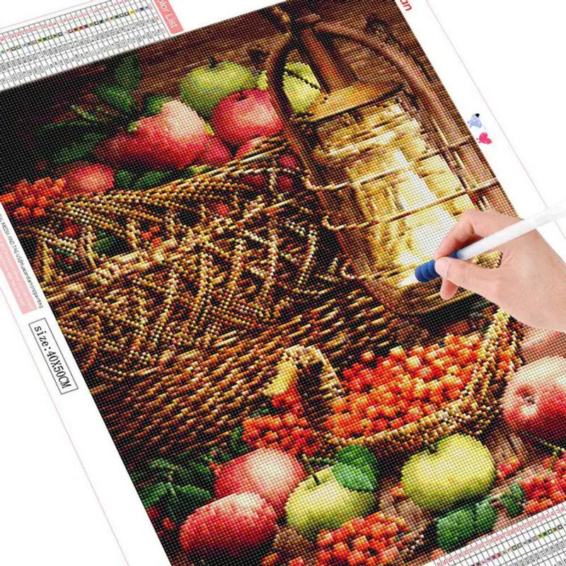 FIYO Diamant-Malerei Set mit Obst-Motiv in Querformat, mehrfarbig, B: 30 cm x H: 20 cm - Bild 1