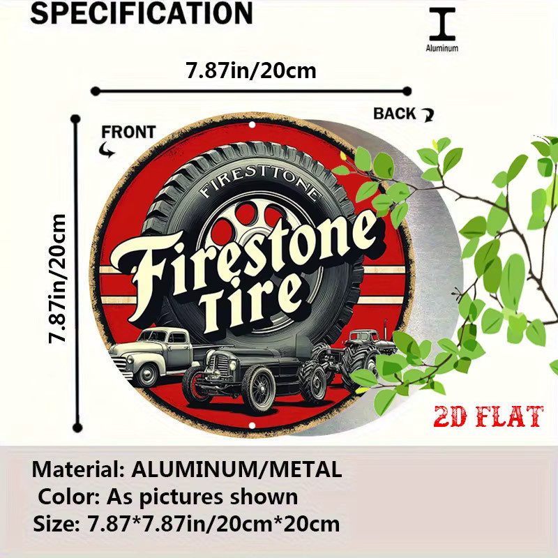 Potdemiel Vintage Trucks Metallwandkunst Retro-Garagendekoration aus Aluminium in Rot und Schwarz, Durchmesser: 20 cm - Bild 2
