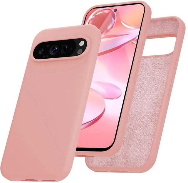 Stoßfeste Flüssigsilikonhülle für Google Pixel 8 Pro in Pink mit mattem Hautgefühl - Bild 1