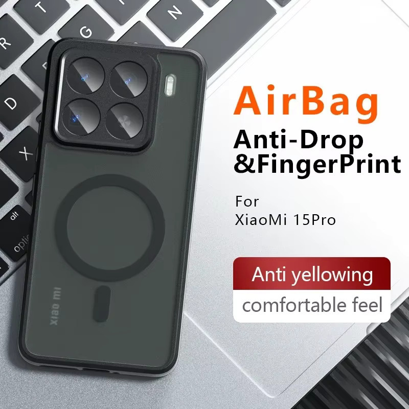 Magnetische Handyhülle für Xiaomi Mi 17T Pro und 15T Pro, transparentes mattes Design mit Acryl-Hartschale und MagSafe-Kompatibilität, schwarz - Bild 2