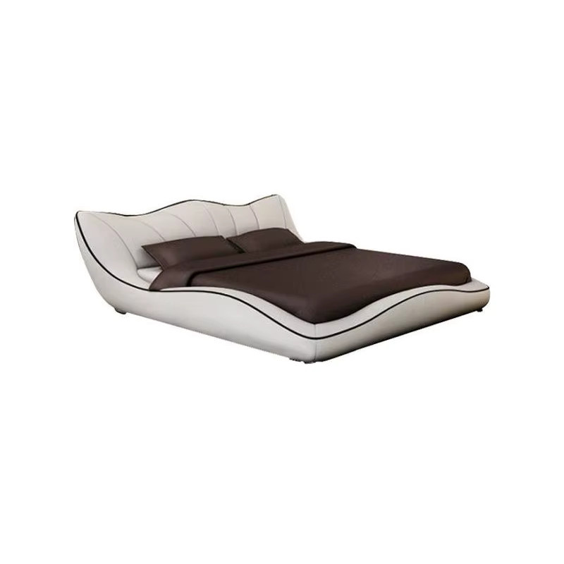 DUTRIEUX Schlafzimmer-Set mit Polsterbett und Kleiderschrank aus Leder in Weiß, B/T: 180 x 200 cm - Bild 5