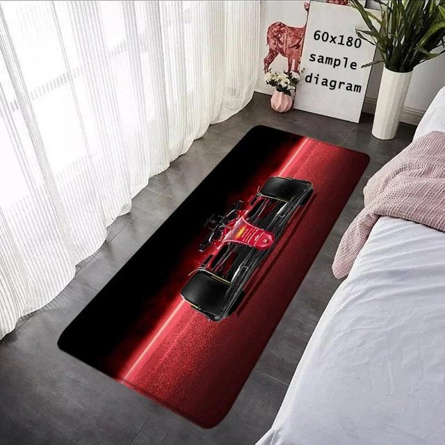 Karpetti Teppich F1 Rennfahrer 33 in Rot, Rutschfeste Bodenmatte für Wohnzimmer, Balkon oder Eingangsbereich, B: 80 cm, T: 120 cm - Bild 1